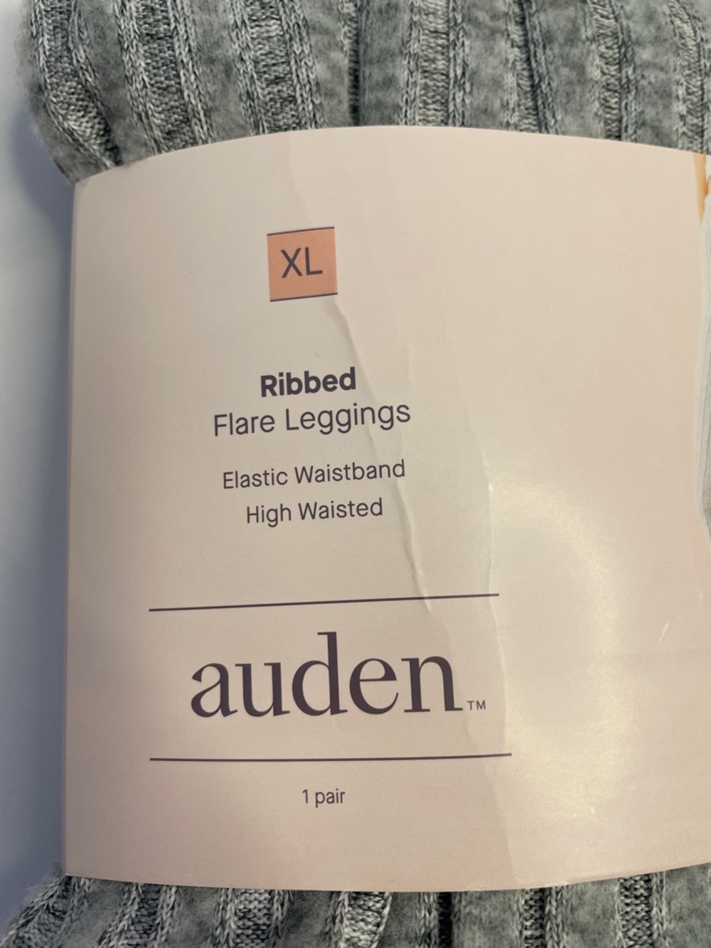 NWT Auden Ribbed Flare Leggings - Light Gray. Size XL. - Picture 5 of 5